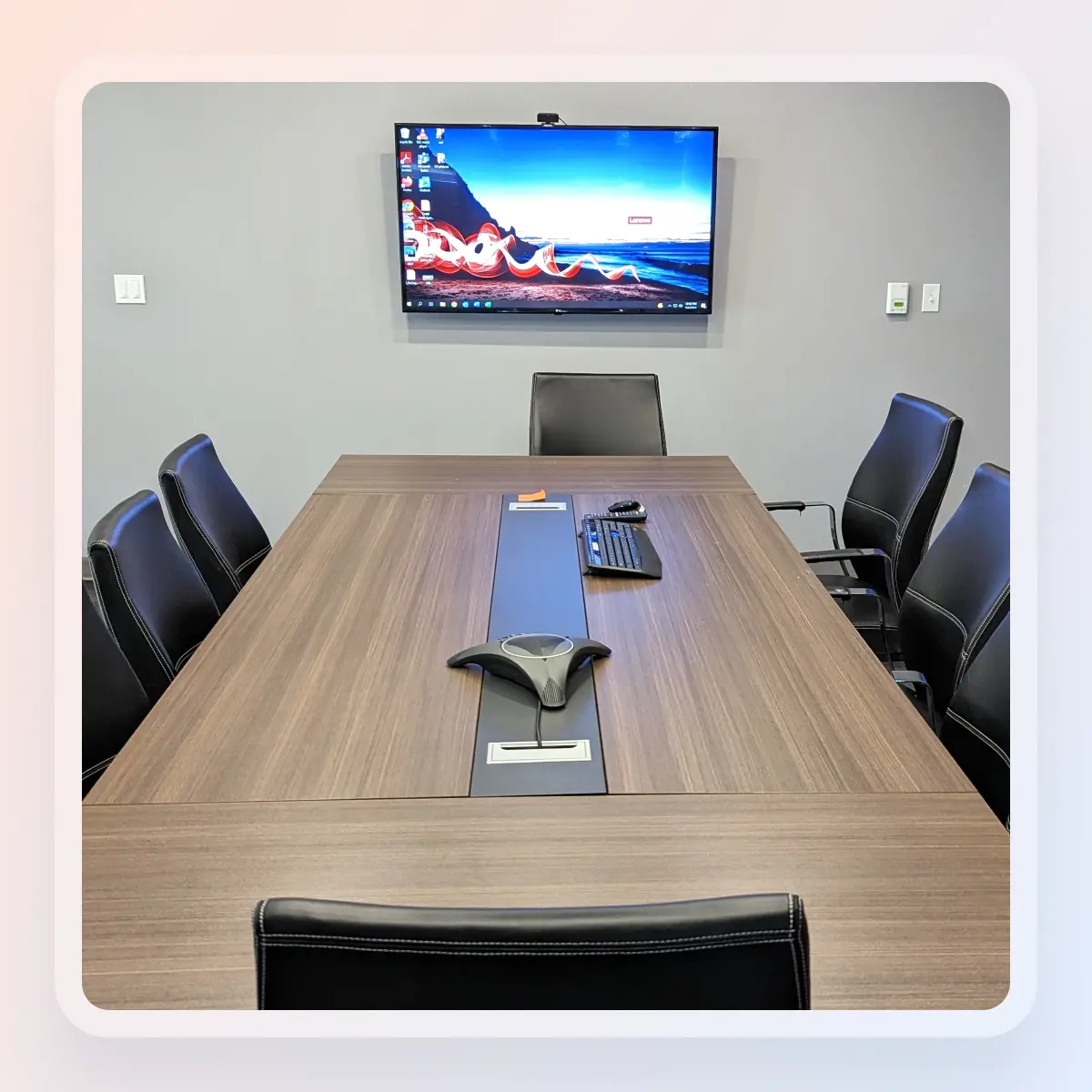 Boardroom setup for manufacturing and service company in Edmonton